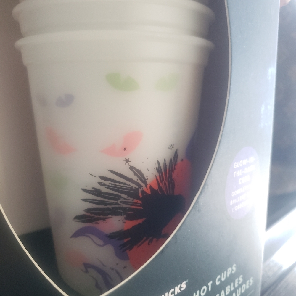 Starbucks Glow In The Dark Halloween reusable hot cups w lids - Picture 3 of 5